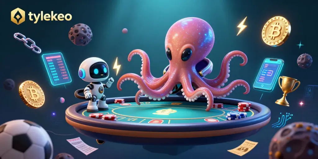 Engage with tylekeo's thrilling sports betting scene featuring a colorful alien octopus and dynamic game elements.