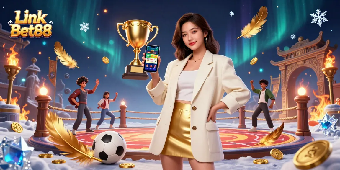Engage with Link Bet88, a vibrant illustration showcasing sports betting on a mobile app.