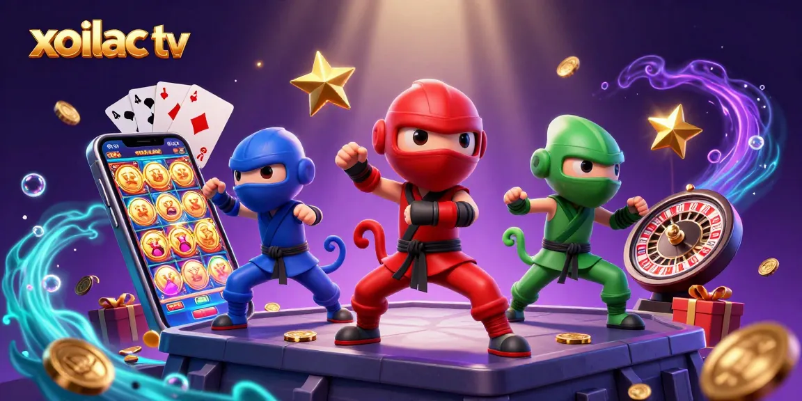Watch xoilac tv's dynamic ninja chameleons celebrate winning strategies in this vibrant casino scene.