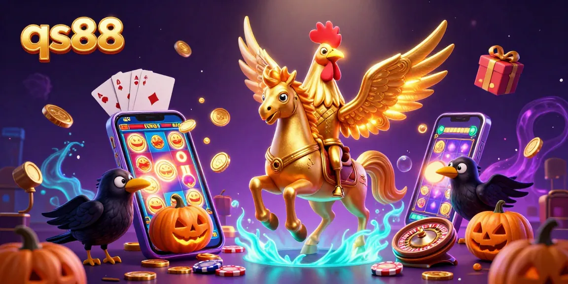 Experience exciting gameplay with qs88's vibrant casino scene featuring dynamic slot games and treasures.