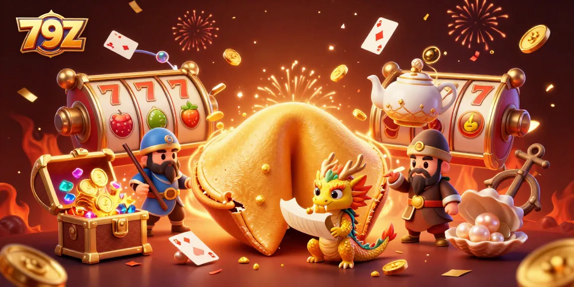 Immerse in the excitement of 79Z with this vibrant illustration highlighting slot reels and casino elements.