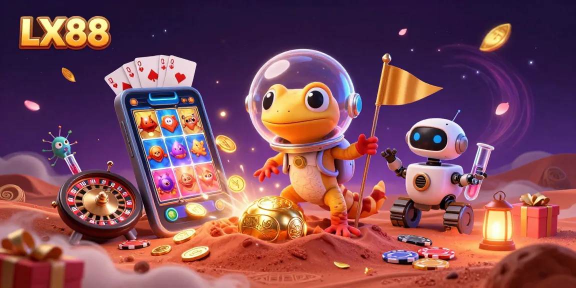 Engage in thrilling gaming at LX88 with colorful slots and a vibrant casino environment.