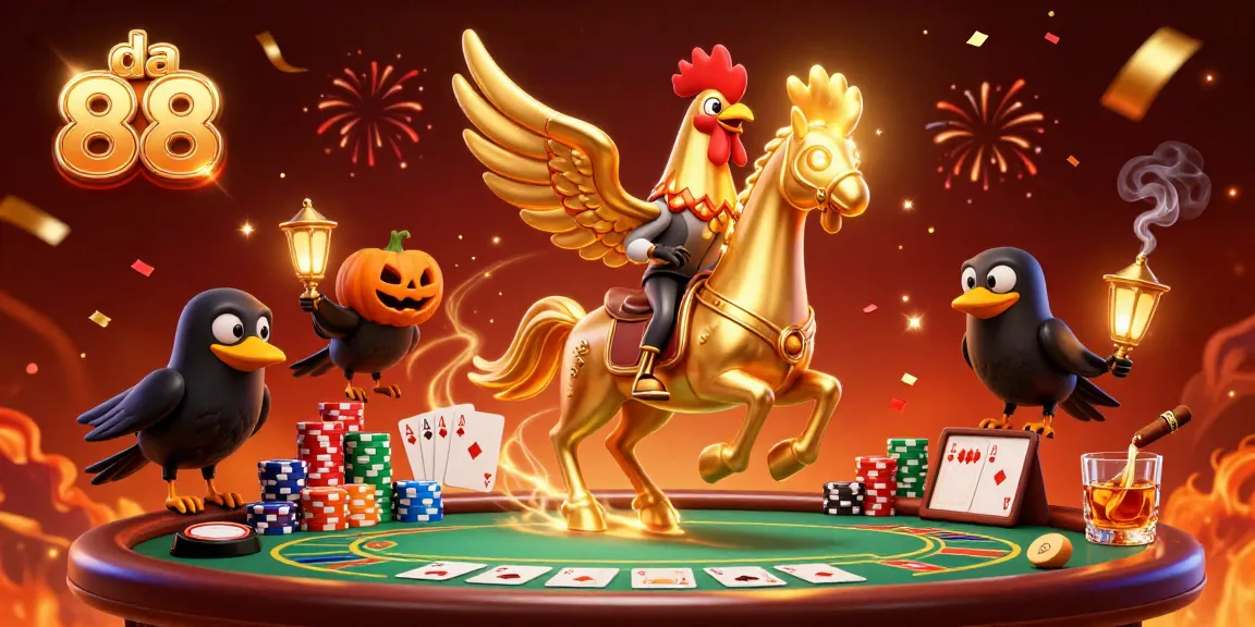 Experience the thrilling atmosphere of da 88 with poker chips and a dramatic four aces hand in a vibrant casino.