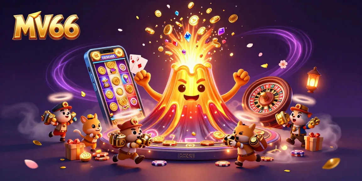 Experience thrilling MV66 adventures with a golden volcano erupting coins and treasure.