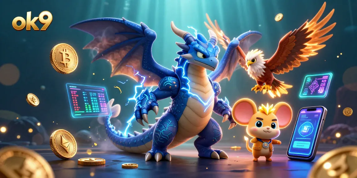 Bet on winning strategies at ok9 with a vibrant 3D casino-themed scene featuring dynamic characters.